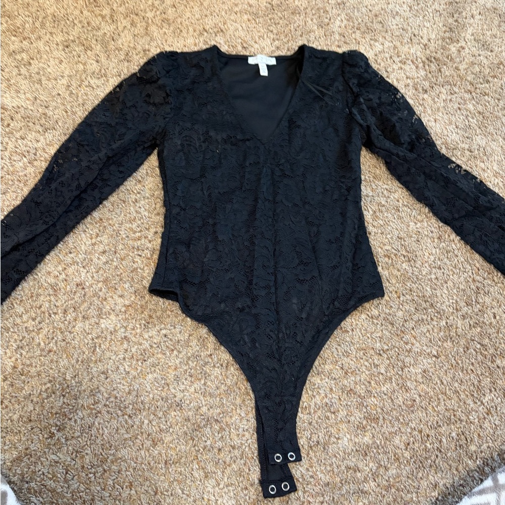 Black Lace Long Sleeve Bodysuit